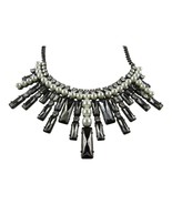 Large Black Crystal Hematite Beaded Statement Necklace Triple Latched 19... - £25.65 GBP