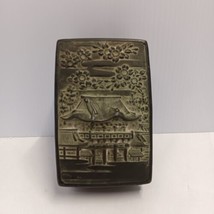 Vintage Occuiped Japan Made Cigarette Snuff Box Pagoda Cherry Blossom Pa... - £22.05 GBP