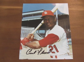 Curt Flood St Louis Cardinals 2X Wsc Of'er Signed Auto Color 8X10 Photo Coa - $89.99