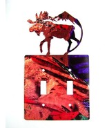 Moose &amp; Mountain Double Light Switch Cover Plate Steel Images USA 6215Z - £29.27 GBP