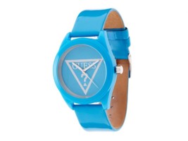 NEW Guess W65014L4 Women&#39;s Analog Watch Blue Classic Logo Gloss Leather Strap - £35.57 GBP