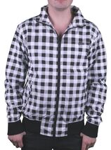 Giacca Zip Up Flying Fortress Nera Bianca A Quadri Buffalo Per Uomo NWT - $37.45