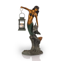 SPI Home Cast Aluminum Mermaid Garden Lantern Candle Holder Statue - £135.80 GBP