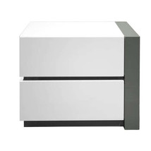 Modern Lacquer 2-Drawer Nightstand Table, White/Silver Bedside - $445.81 CAD