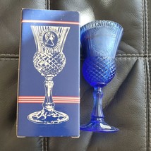 NOS Vintage Avon Fostoria Martha Washington Cobalt Blue Glass Goblet Candle 8 In - £14.84 GBP