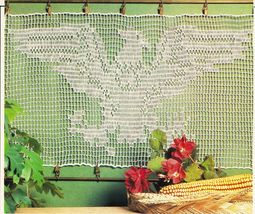Statue of Liberty American Flag Eagle Crest Cafe Curtain Crochet Doily P... - $8.99