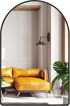 Arched Mirror 24" X 36" Black Arch Wall Decor Mirror Brushed Metal Frame For - $106.94