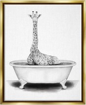 Stupell Industries Giraffe In A Tub Funny Animal Bathroom Drawing, Design By - £52.97 GBP