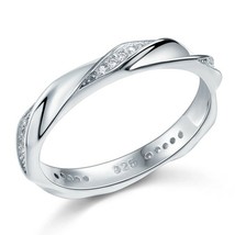 14K White Gold Over Stack 3mm Twisted Ring Diamond Wedding Party Women Jewelry - £53.26 GBP