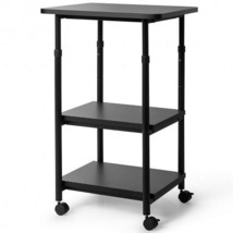 3-tier Adjustable Printer Stand with 360?° Swivel Casters-Black - $137.49