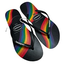 HAVAIANAS Black Rainbow Flip Flops size 41/42 11 women 9 Men New - £18.42 GBP