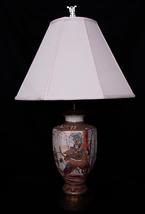 Japanese Porcelain Samurai Warrior Story Vase Lamp Gold Gilding Vintage - £239.68 GBP