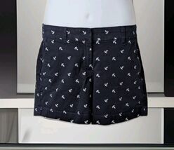 Nautica Bermuda Shorts Women’s Size 6 Navy Blue White Anchor All Over Print - $13.85