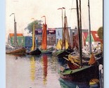 Boats on Water At Dock Volendam Holland UNP Unused DB Postcard I16 - $4.42