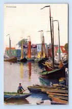 Boats on Water At Dock Volendam Holland UNP Unused DB Postcard I16 - £3.48 GBP