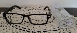 Brown Plastic Framed ~ Spring Hinged ~ Reading Glasses w/Clear Case ~ +1... - $14.96