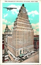Vtg 1929 Postcard New York - The Paramount Broadway Building w Airlplane  - £3.06 GBP