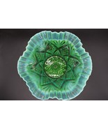 Antique Green Opalescent Reflecting Optic Bowl Ruffled Crimped Edges Car... - $49.99