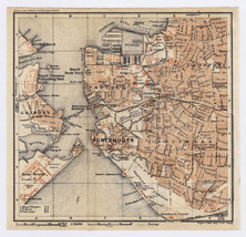 1927 VINTAGE MAP OF PORTSMOUTH HAMPSHIRE / VERSO CHICHESTER CATHEDRAL / ... - $28.49