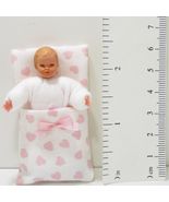 Baby Doll Pink Hearts 08 0252P in -Pocket-Cushion- Caco Dollhouse Miniature - £13.56 GBP