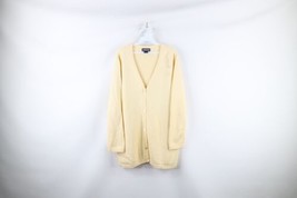 Vintage 90s Lands End Womens 1X Distressed Blank Cotton Knit Cardigan Sweater - £33.25 GBP