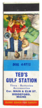 Ted&#39;s Gulf Station - Biddeford, Maine 20 Strike Matchbook Cover Casey at the Bat - £1.57 GBP