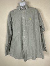 Ariat Fitted White Green Diamond Shirt Button Up Long Sleeve Pocket Mens... - $21.04