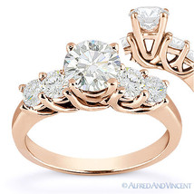 Round Cut Moissanite 5-Stone Trellis Cathedral Engagement Ring in 14k Rose Gold - £642.39 GBP+