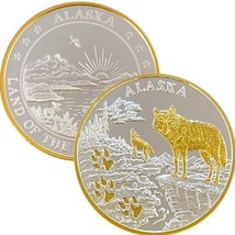 Alaska Mint NEw Revised Wolf Tracks Medallion Silver Gold Medallion Proo... - $119.88