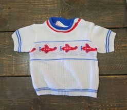 Childwise Vintage 80s Airplanes Sweater Up To 6 Mos - £11.89 GBP