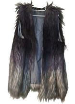 Melissa Paige Gray Ombre Faux Silver Fox Fur Open Vest Jacket Women&#39;s XXL - £15.21 GBP