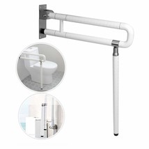 24In Toilet Safety Rails Wall Mount Floor Support Foldable Toilet Grab Bar Handi - £87.78 GBP