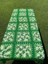 Vintage Handmade Crochet Granny Square Quilt Afghan Flower 61&quot; x 72&quot; Big Bang - £35.85 GBP