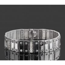 1.60 CT Homme Lien Diamant Bracelet 14k Blanc Solide Or Main 57.3 G 20.3cm - £5,408.75 GBP