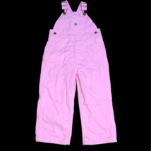 Carhartt Overalls Bibs Girls 3T Bubblegum Pink Pockets Flannel Lined Toddlers - £14.94 GBP