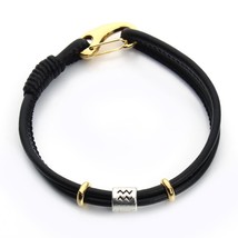 Mens Genuine Constellation Bracelet Leather Bracelet for Men Bracelet Aquarius/V - £10.18 GBP