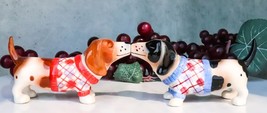 Ebros French Basset Hounds Magnetic Ceramic Salt Pepper Shakers Collecti... - $16.99