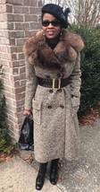 Mint Designer Warm Full length Tweed Nutria lined Raccoon Fur Coat jacket S 0-6 - £791.56 GBP