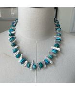 Chico’s Turquoise Mother of Pearl Gold Necklace MSRP$79.50 23.5” - $27.36