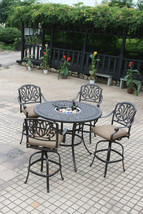 Patio 5 piece set outdoor Furniture Cast Aluminum bar height Elisabeth Bronze - $1,678.05