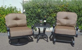 Patio Furniture Set 3pc Elisabeth Club Rocker Spring Base Swivel Chairs ... - £1,143.66 GBP