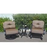 Patio Furniture Set 3pc Elisabeth Club Rocker Spring Base Swivel Chairs ... - £1,158.31 GBP