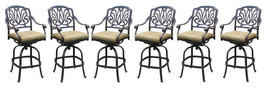 Patio bar stools set of 6 Elisabeth cast aluminum outdoor barstool Bronze - £1,563.98 GBP