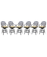 Patio bar stools set of 6 Elisabeth cast aluminum outdoor barstool Bronze - £1,637.17 GBP