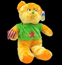 Good Stuff Teddy Bear 14&quot; Gold SUPER STAR Shirt Foil Star Plush Stuffed Toy - £11.12 GBP