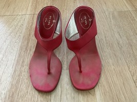 Prada Sandals Shoes Pink Fabric Heels Women’s Size 36.5 Italy - £47.09 GBP