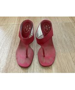 Prada Sandals Shoes Pink Fabric Heels Women’s Size 36.5 Italy - £47.03 GBP