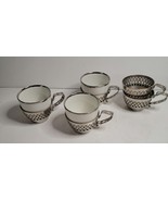 5 Rochester Silver Plated Open Cutwork Teacup Holders with 3 Cups - £23.70 GBP