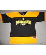 Vintage Black &amp; Yellow Pittsburgh Penguins NHL Hockey Cotton Jersey Shir... - $33.54