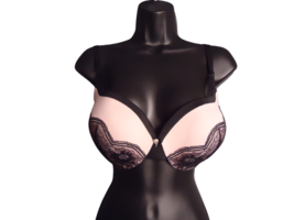 Maidenform Love the Lift Push Up &amp; In Bra 38D Pink w/ Black Lace Underwire - £11.24 GBP